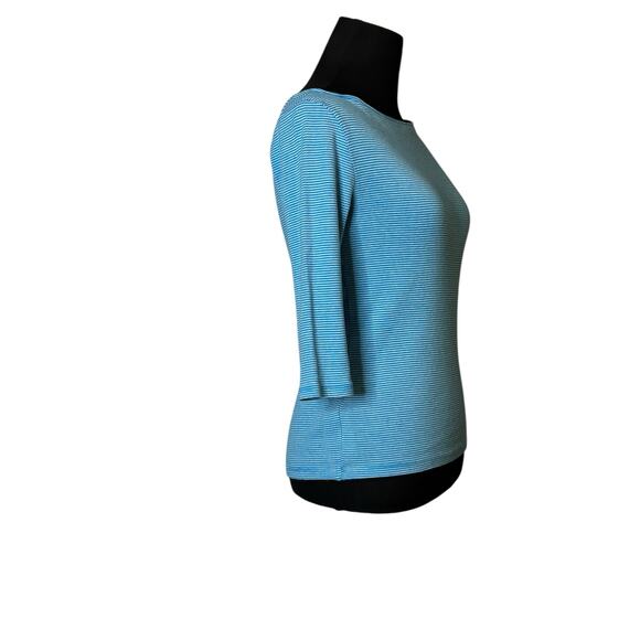 ANN TAYLOR blue white stripes 3/4 sleeves top size SP - Picture 12 of 14